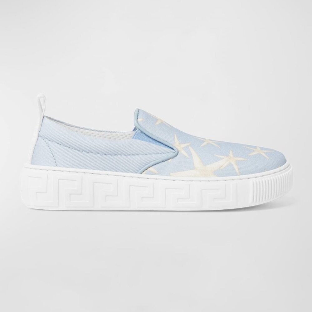 Versace Boys Starfish Print Slip-On Trainers- size 2Y Canvas Stampa La Vacanza